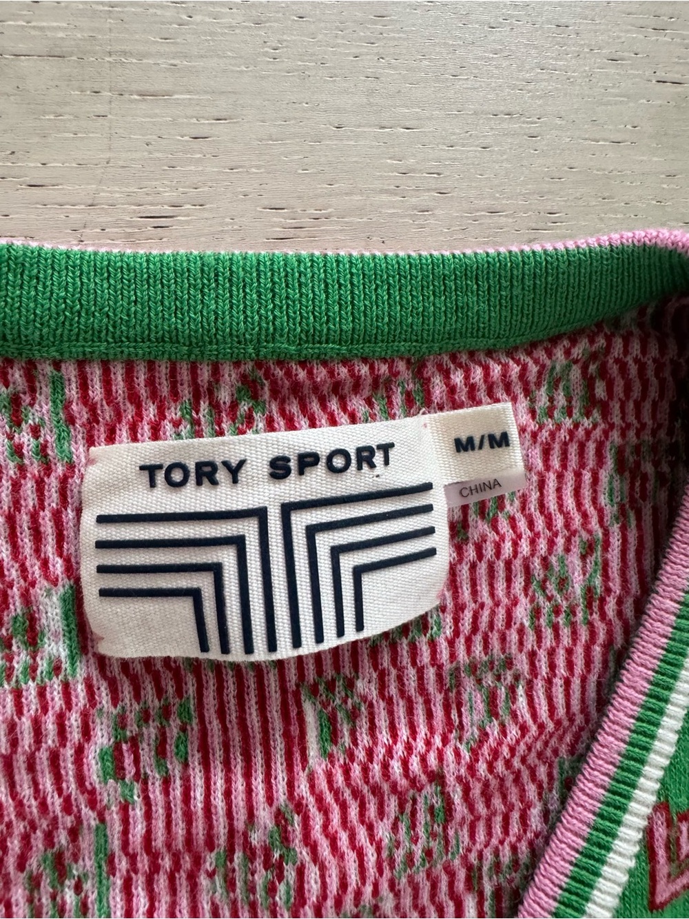 Tory Sport By Tory Burch Performance Merino Jacquard Vest In Pink/Green Size M - Picture 5 of 6
